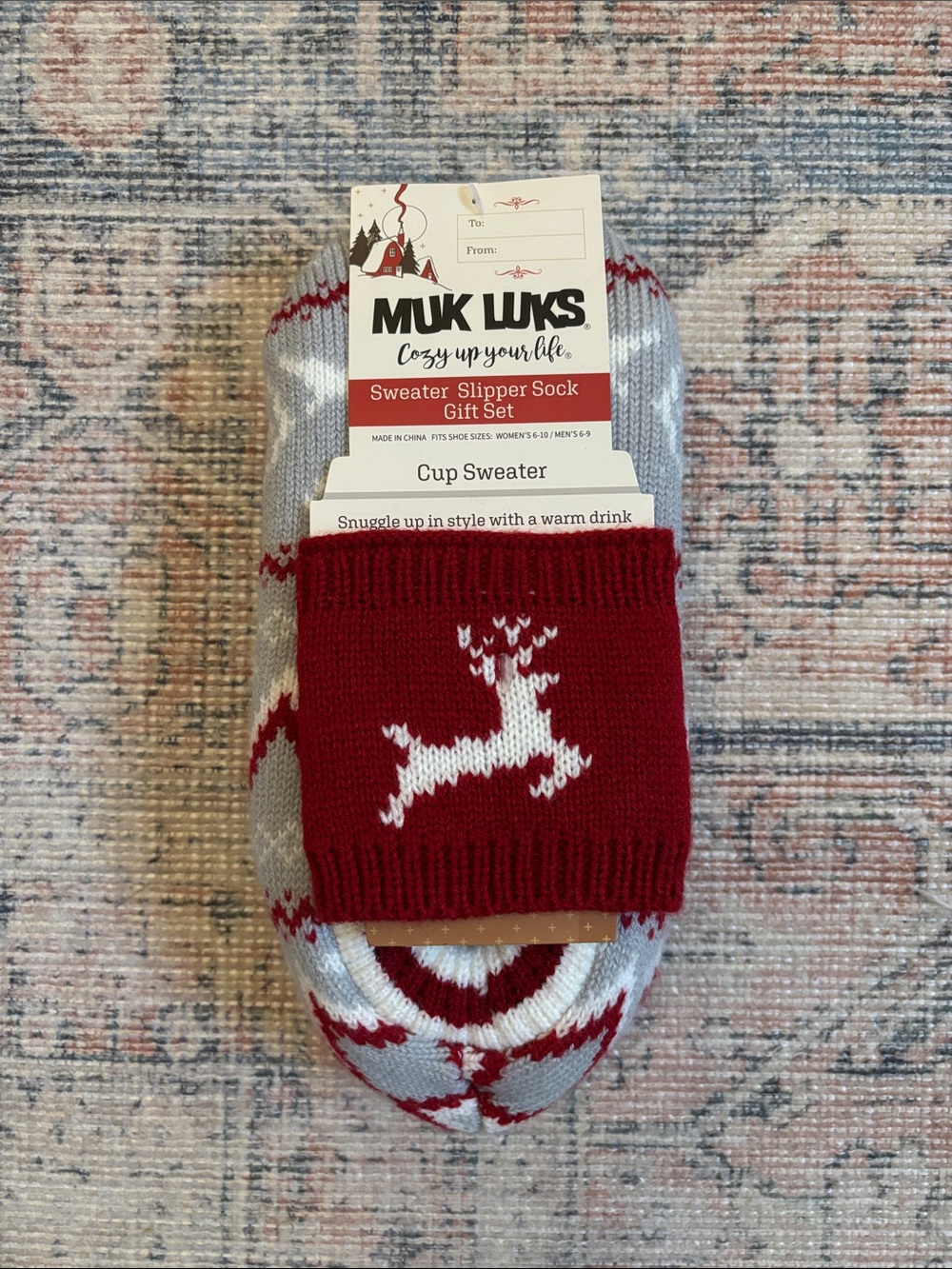 Muk Luks Reindeer Sweater Slipper Sock